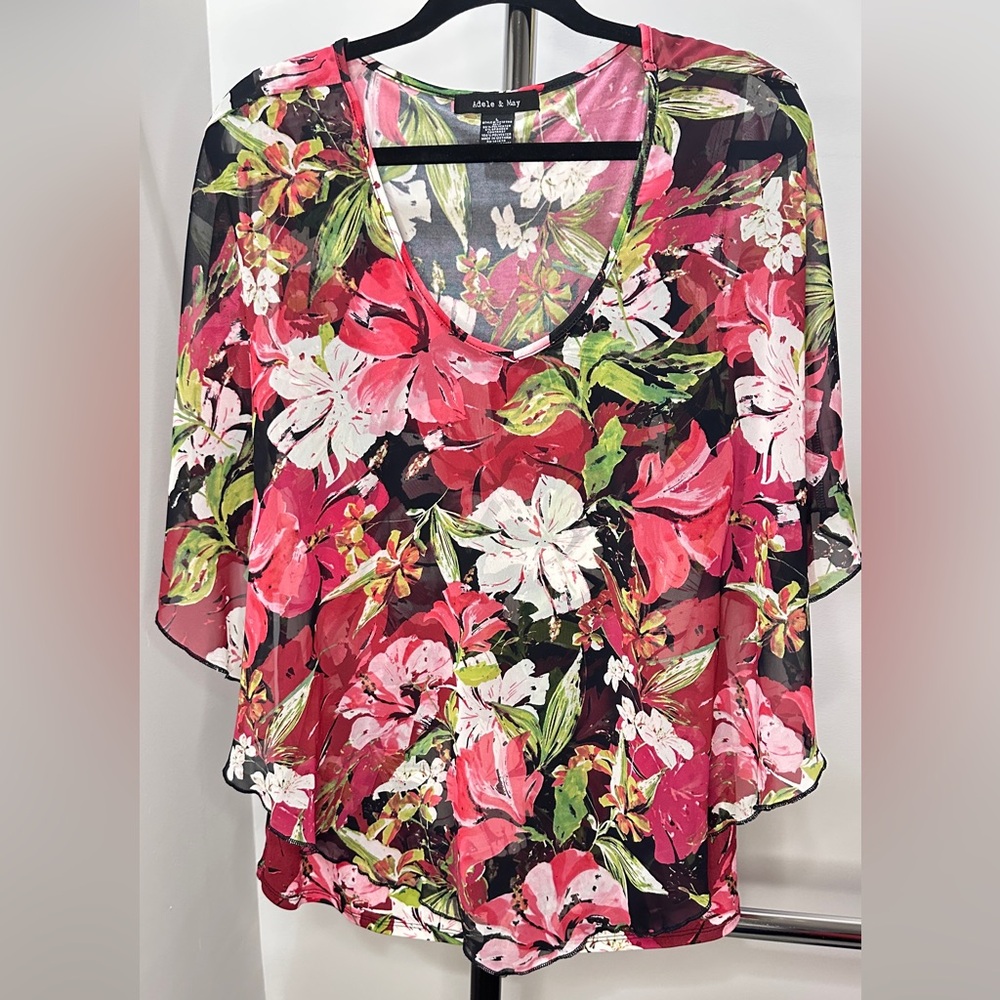 Adele & May- Pink and Red Sleeveless Blouse, L